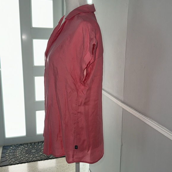 GAP Ladies' Popover Blouse, Notched Collar, Tacked Cuffs, Pink - Picture 2 of 7